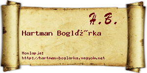 Hartman Boglárka névjegykártya